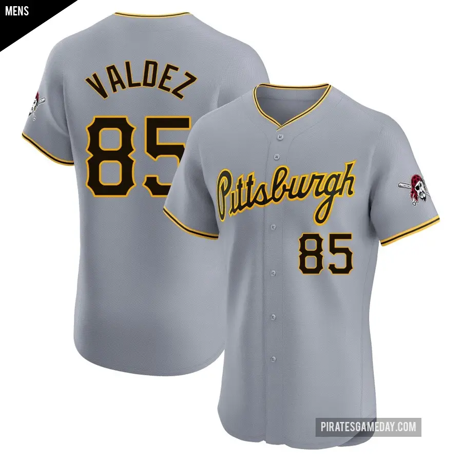 Men's Pittsburgh Pirates ＃85 Esmerlyn Valdez Elite Gray Road Jersey