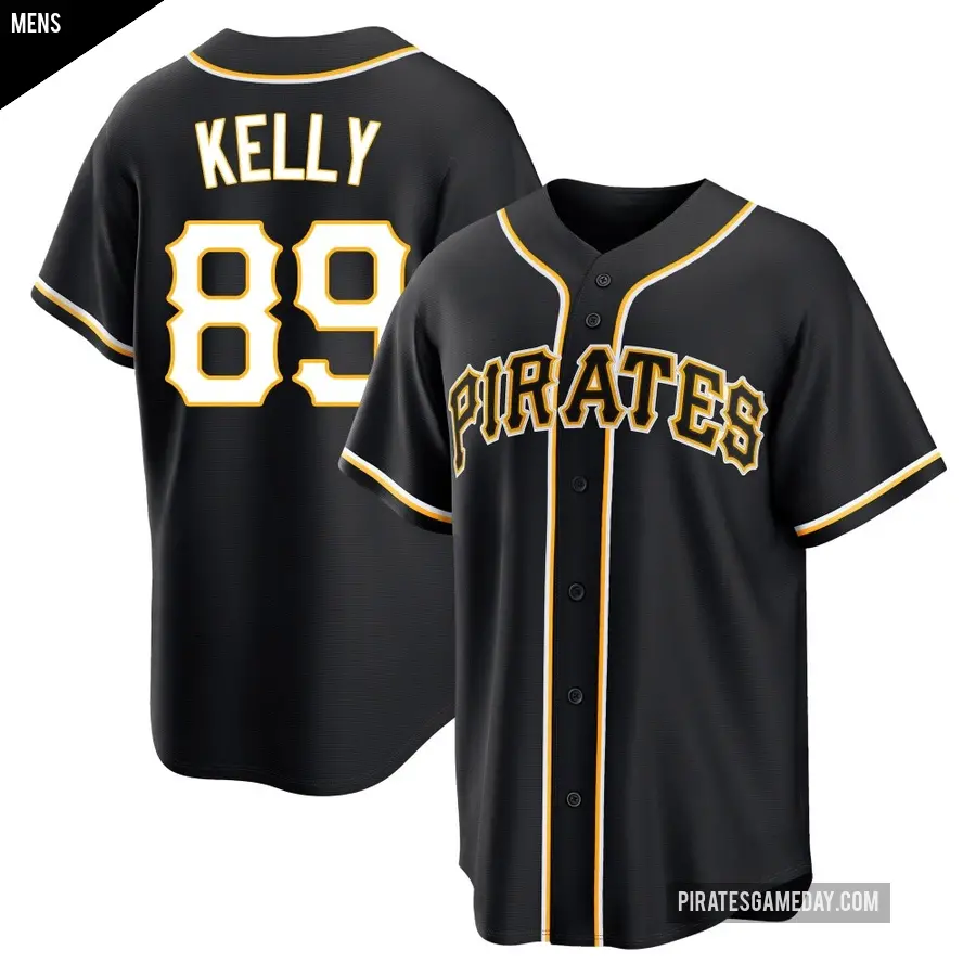 Men's Pittsburgh Pirates ＃89 Antwone Kelly Replica Black Fashion Out Jersey