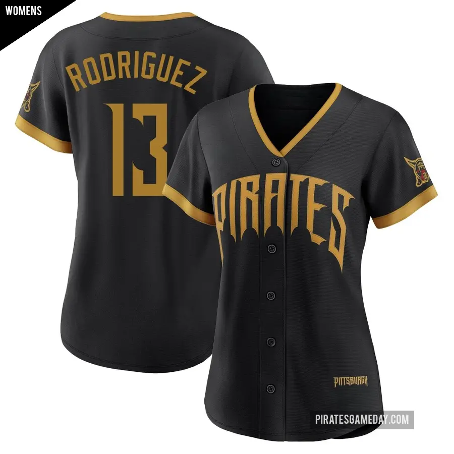Women's Pittsburgh Pirates ＃13 Endy Rodriguez Limited Black 2026 City Connect Stadium Jersey