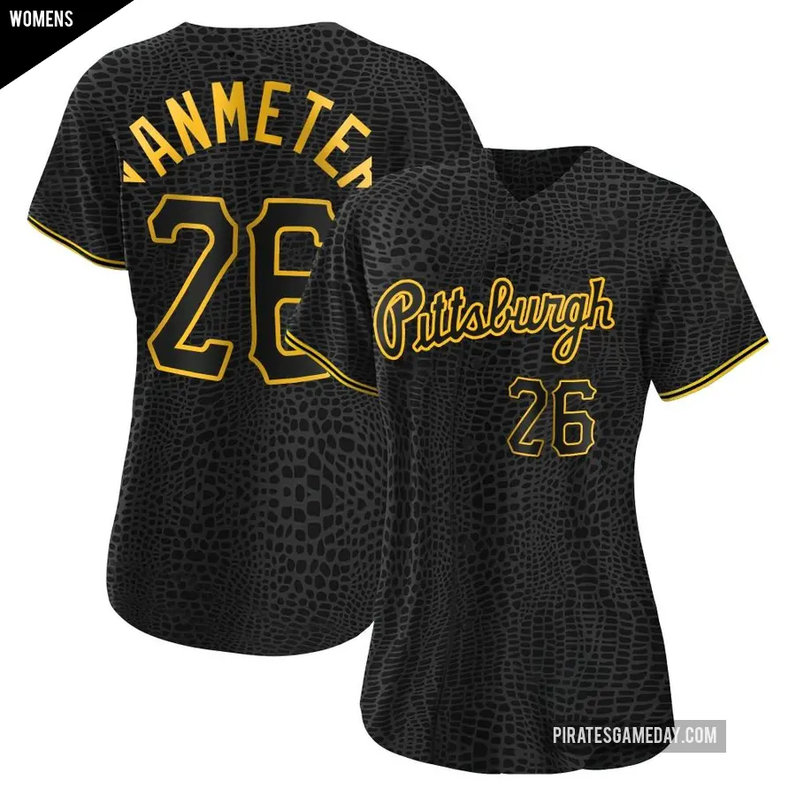 Women's Pittsburgh Pirates ＃26 Josh VanMeter Replica Black Snake Skin City Jersey