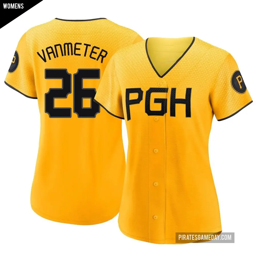 Women's Pittsburgh Pirates ＃26 Josh VanMeter Replica Gold 2023 City Connect Jersey