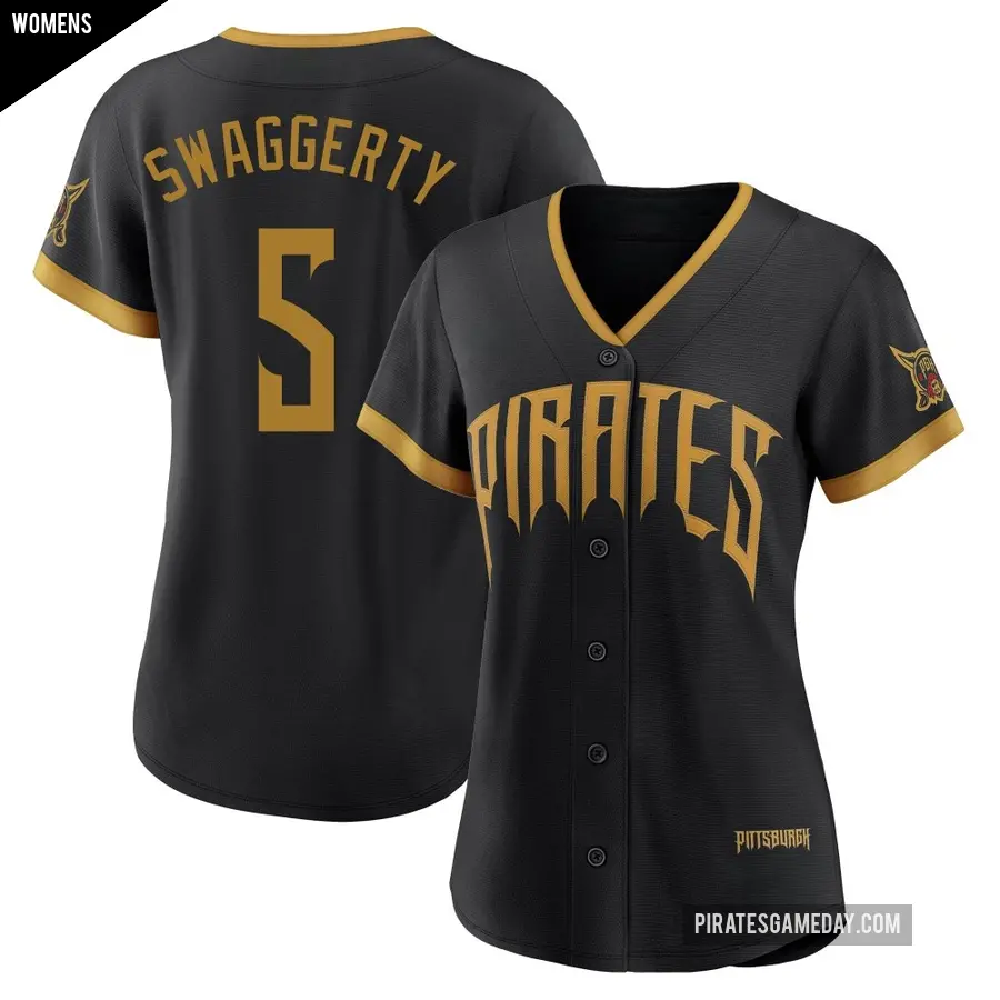 Women's Pittsburgh Pirates ＃5 Travis Swaggerty Limited Black 2026 City Connect Stadium Jersey