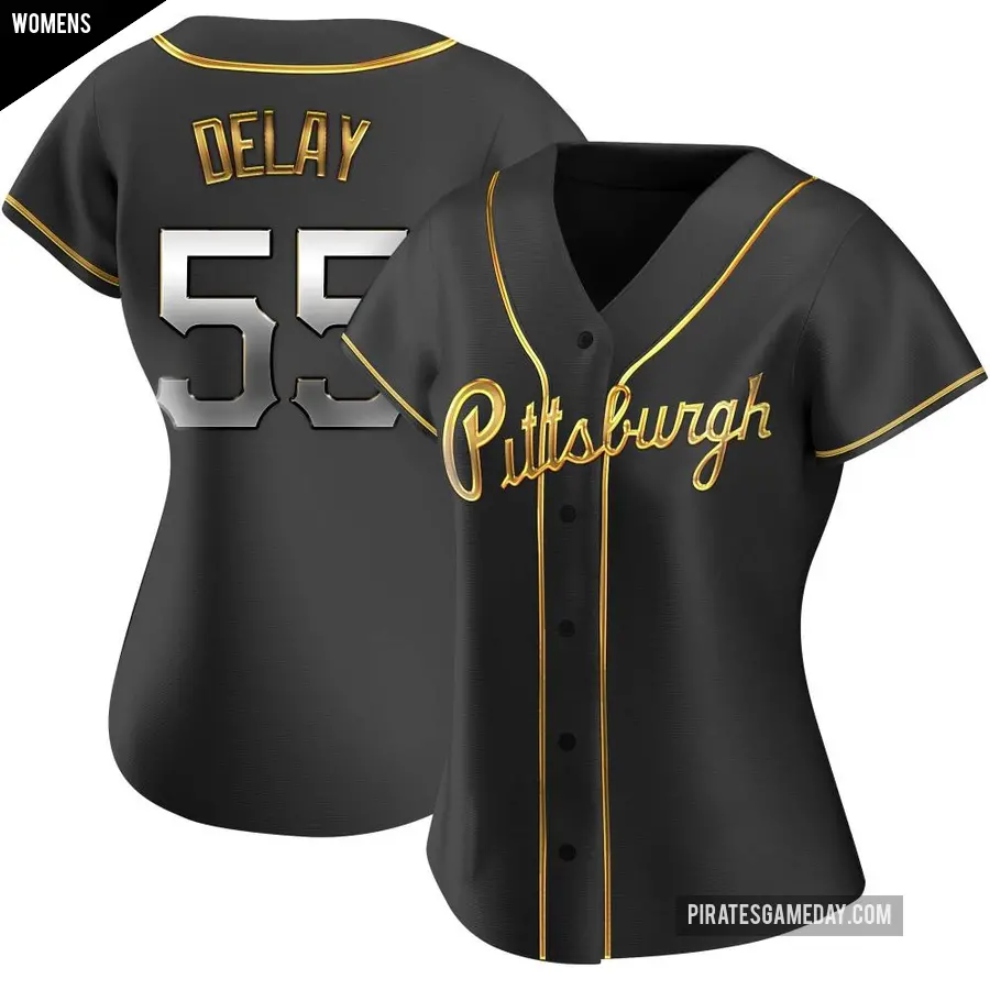 Women's Pittsburgh Pirates ＃55 Jason Delay Replica Gold Black en Alternate Jersey