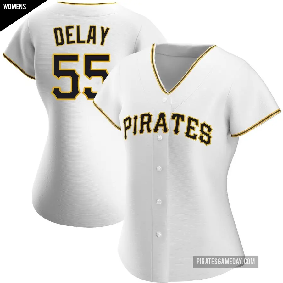Women's Pittsburgh Pirates ＃55 Jason Delay Replica White Home Jersey