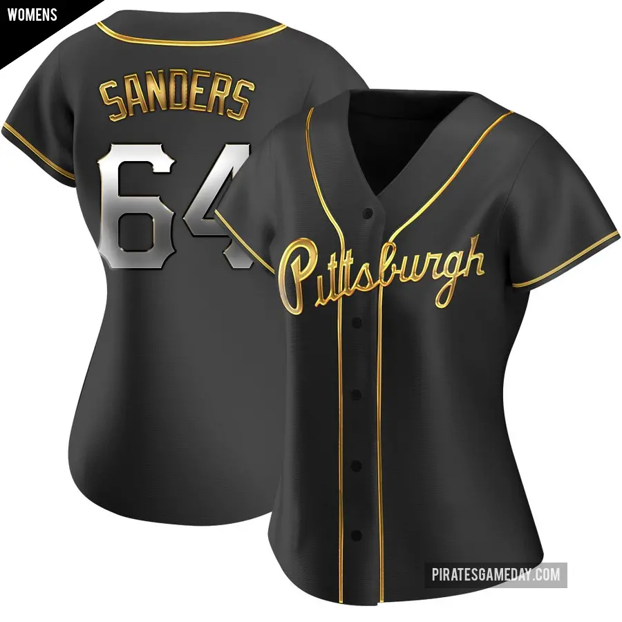 Women's Pittsburgh Pirates ＃64 Cam Sanders Replica Gold Black en Alternate Jersey