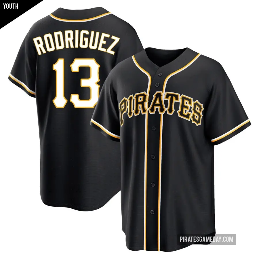 Youth Pittsburgh Pirates ＃13 Endy Rodriguez Replica Black Fashion Out Jersey