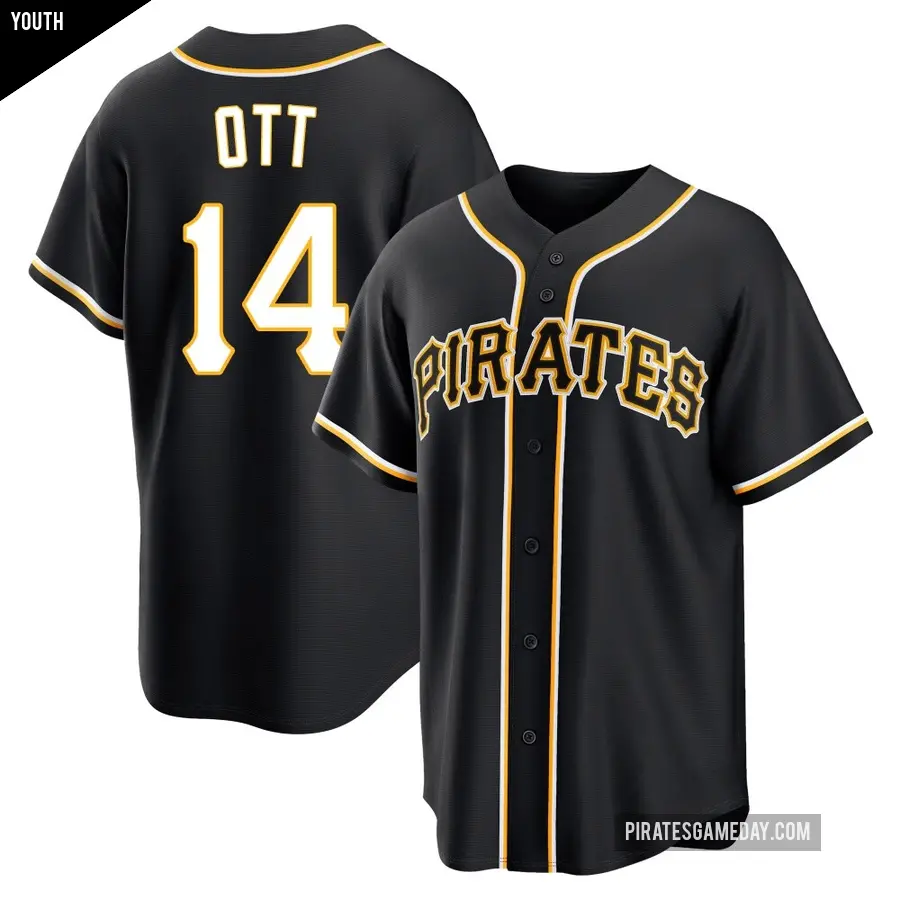 Youth Pittsburgh Pirates ＃14 Ed Ott Replica Black Fashion Out Jersey