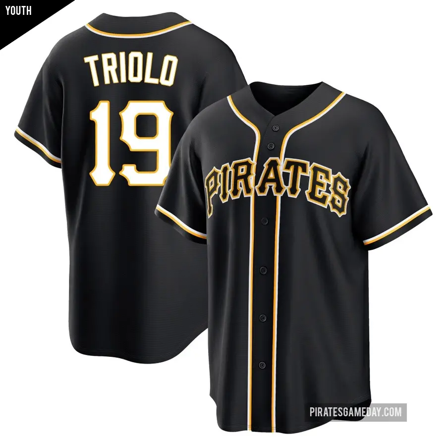 Youth Pittsburgh Pirates ＃19 Jared Triolo Replica Black Fashion Out Jersey