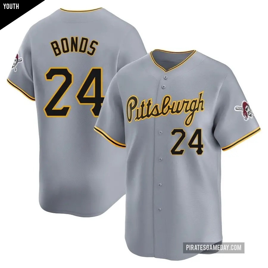 Youth Pittsburgh Pirates ＃24 Barry Bonds Limited Gray Away Jersey