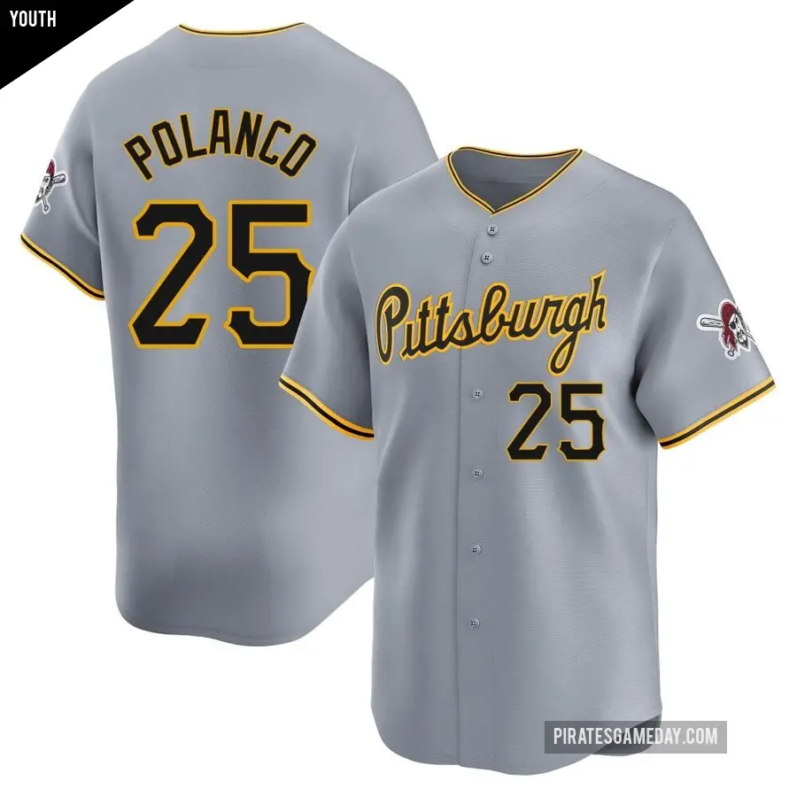 Youth Pittsburgh Pirates ＃25 Gregory Polanco Limited Gray Away Jersey