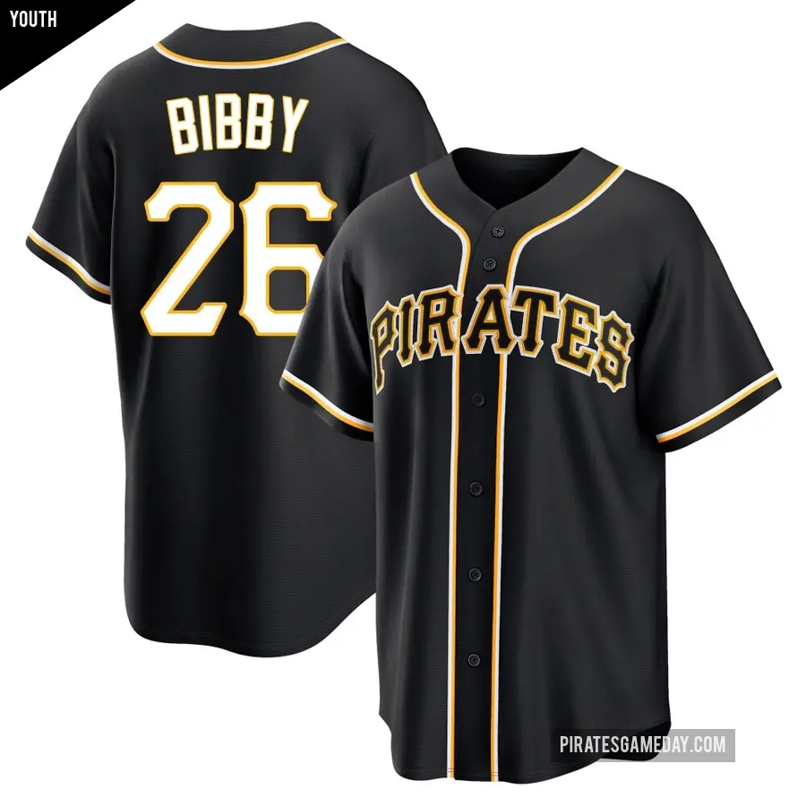 Youth Pittsburgh Pirates ＃26 Jim Bibby Replica Black Fashion Out Jersey