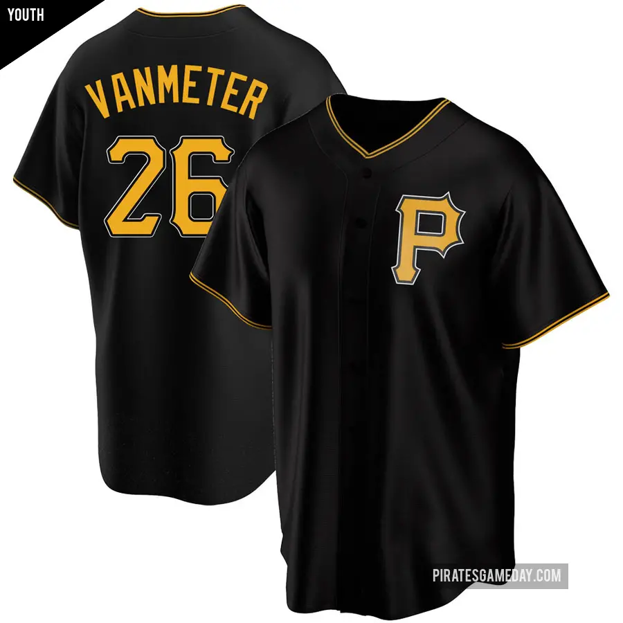 Youth Pittsburgh Pirates ＃26 Josh VanMeter Replica Black Alternate Jersey
