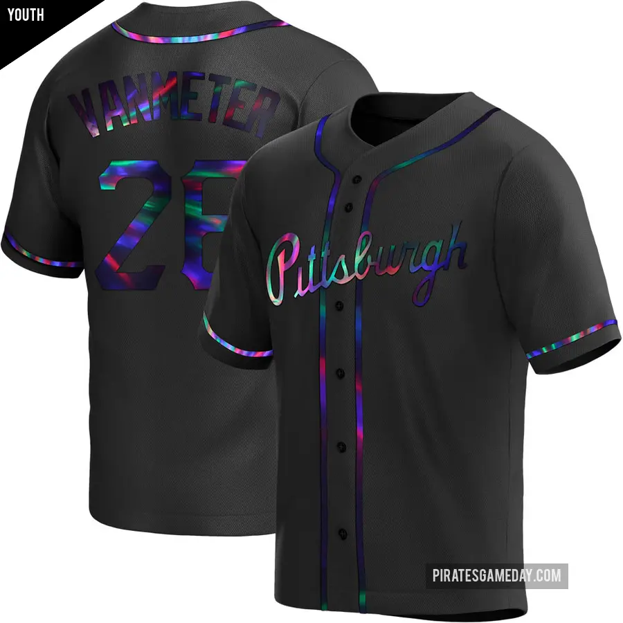 Youth Pittsburgh Pirates ＃26 Josh VanMeter Replica Black Holographic Alternate Jersey