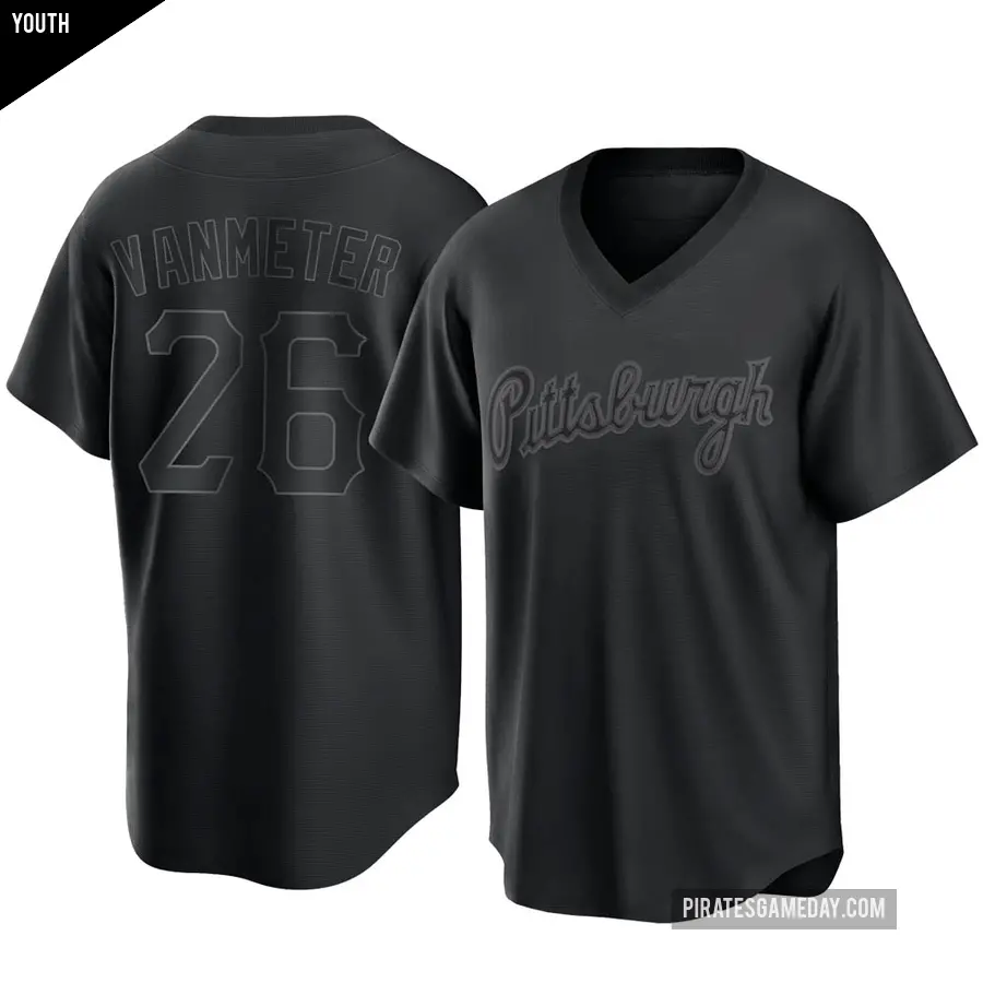 Youth Pittsburgh Pirates ＃26 Josh VanMeter Replica Black Pitch Fashion Jersey