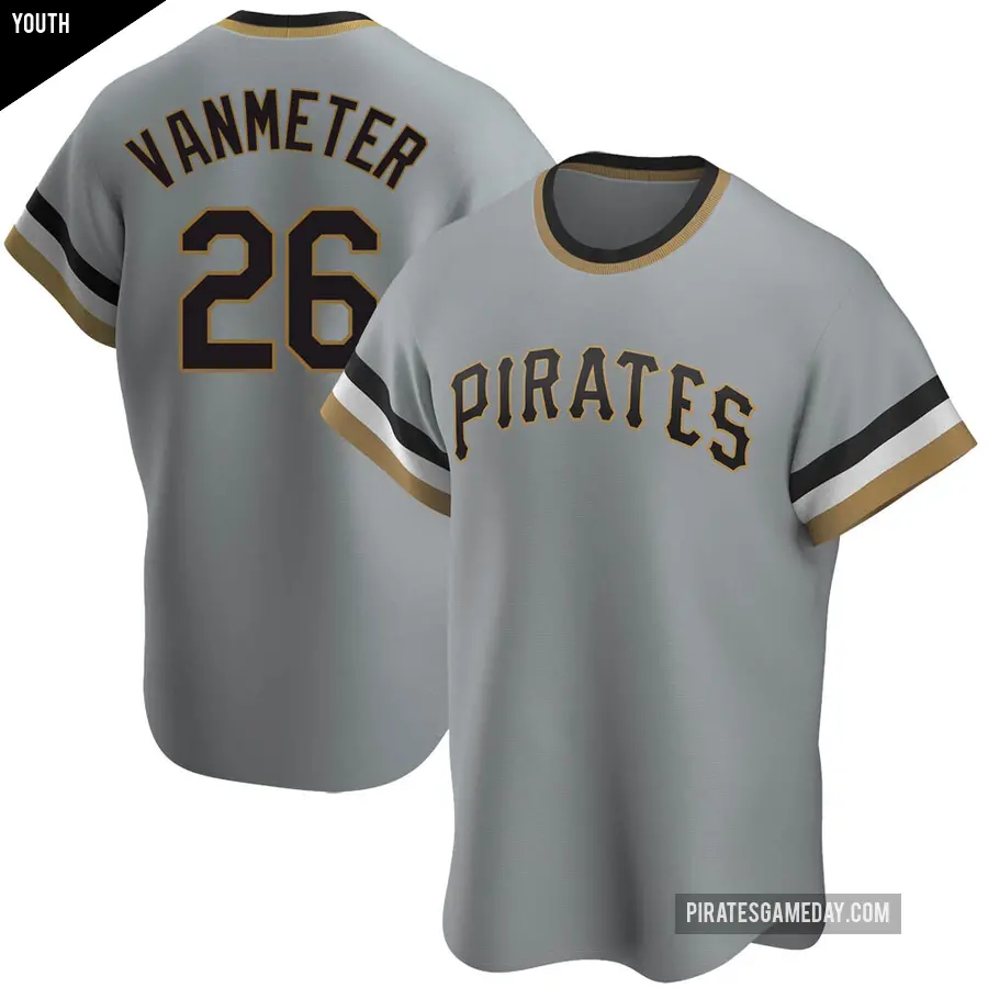 Youth Pittsburgh Pirates ＃26 Josh VanMeter Replica Gray Road Cooperstown Collection Jersey