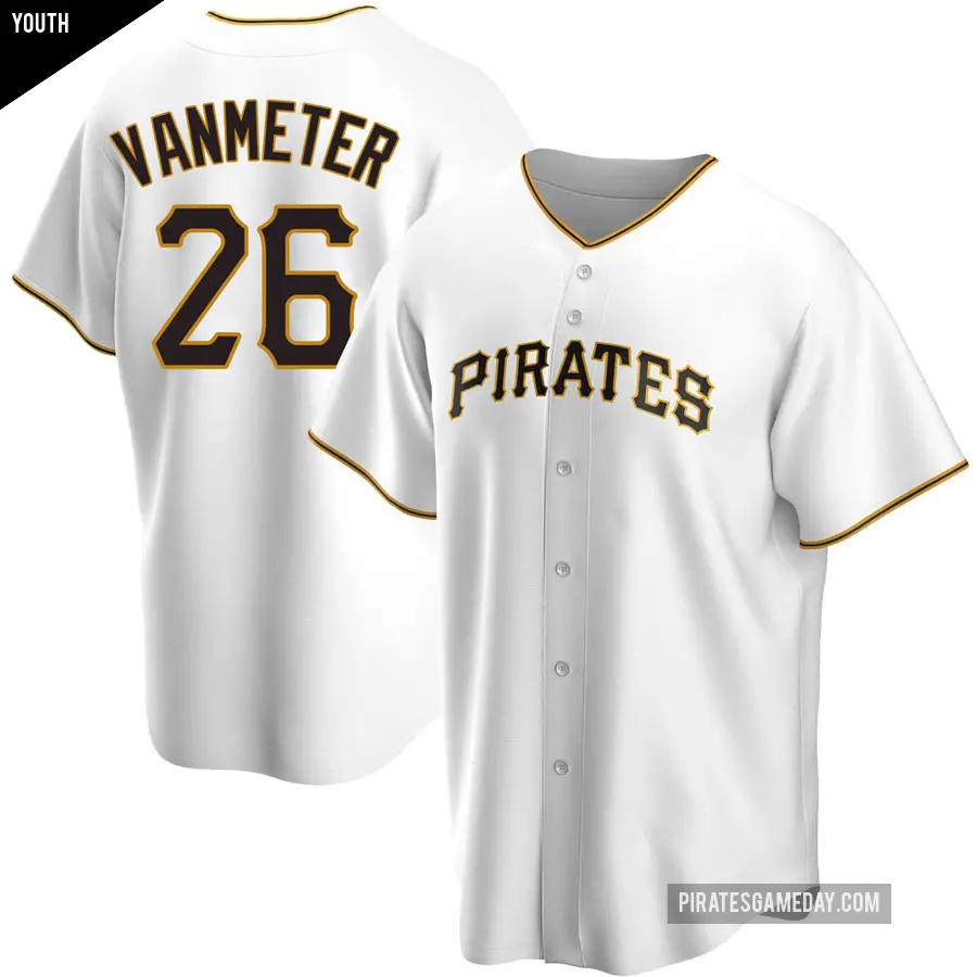 Youth Pittsburgh Pirates ＃26 Josh VanMeter Replica White Home Jersey
