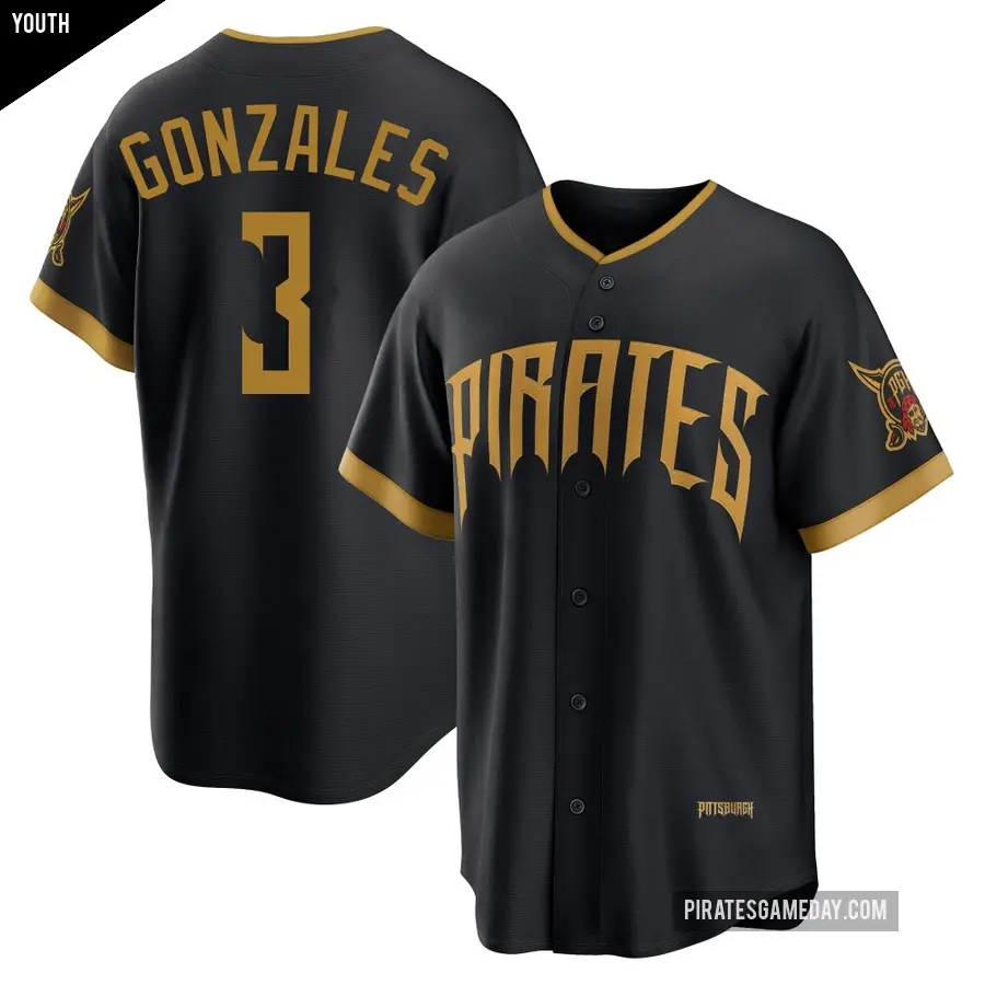 Youth Pittsburgh Pirates ＃3 Nick Gonzales Limited Black 2026 City Connect Stadium Jersey