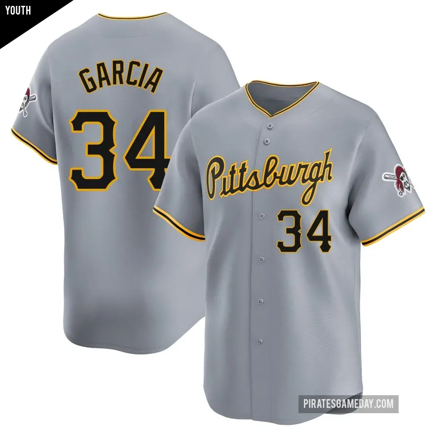Youth Pittsburgh Pirates ＃34 Jhostynxon Garcia Limited Gray Away Jersey