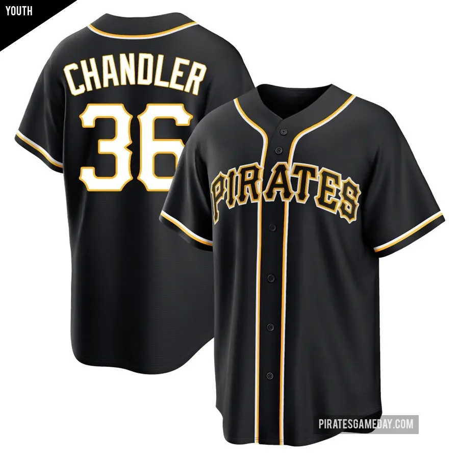 Youth Pittsburgh Pirates ＃36 Bubba Chandler Replica Black Fashion Out Jersey