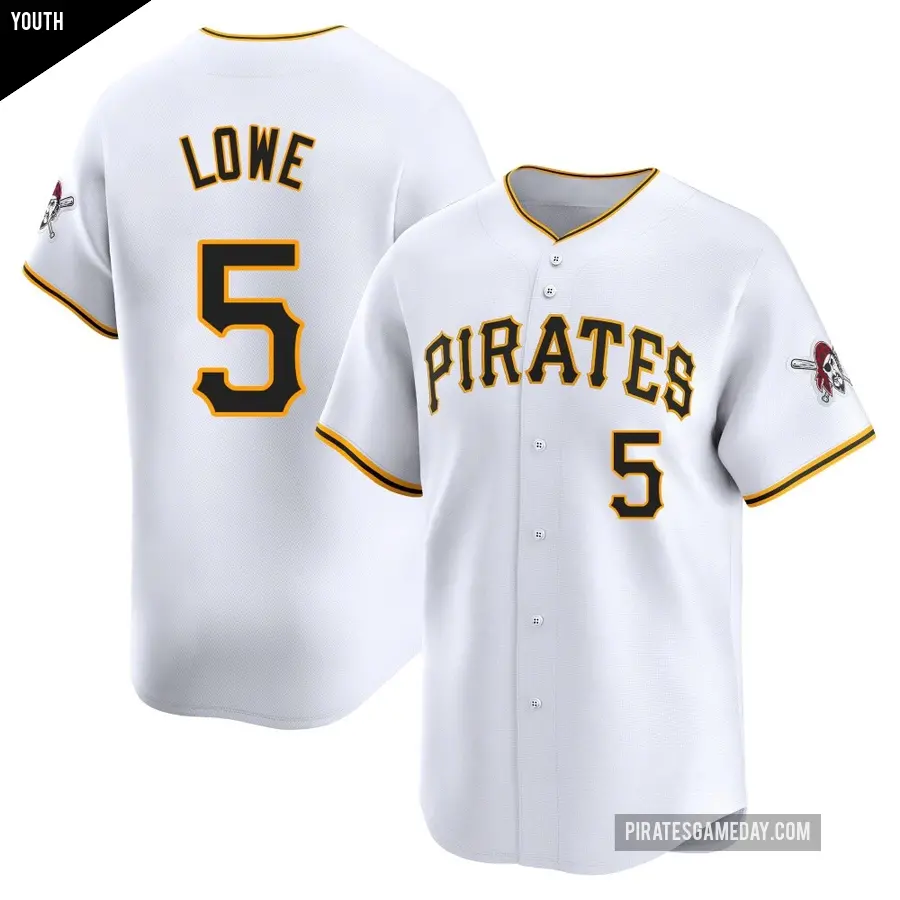 Youth Pittsburgh Pirates ＃5 Brandon Lowe Limited White Home Jersey