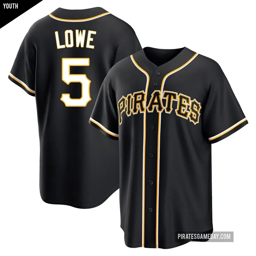 Youth Pittsburgh Pirates ＃5 Brandon Lowe Replica Black Fashion Out Jersey