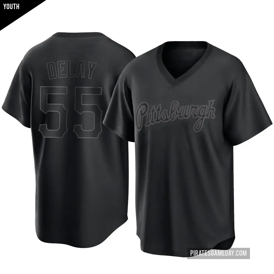Youth Pittsburgh Pirates ＃55 Jason Delay Replica Black Pitch Fashion Jersey