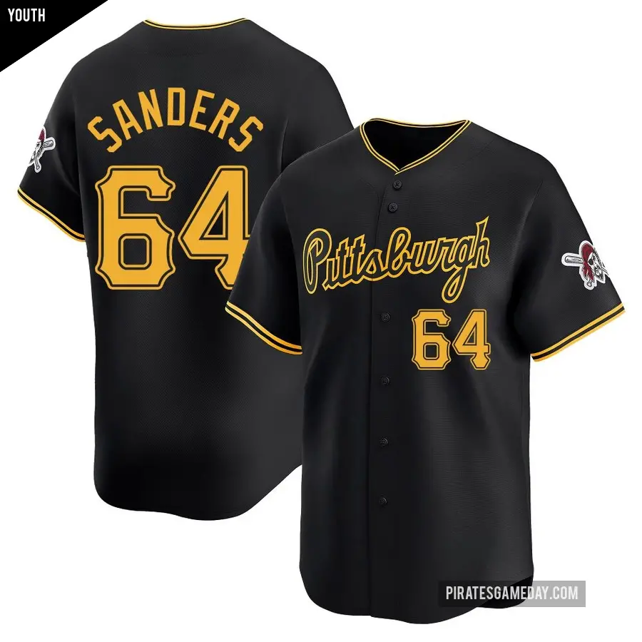 Youth Pittsburgh Pirates ＃64 Cam Sanders Limited Black Alternate Jersey