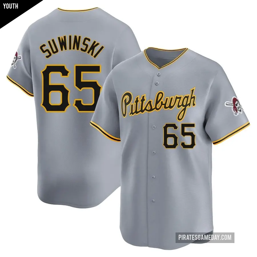 Youth Pittsburgh Pirates ＃65 Jack Suwinski Limited Gray Away Jersey