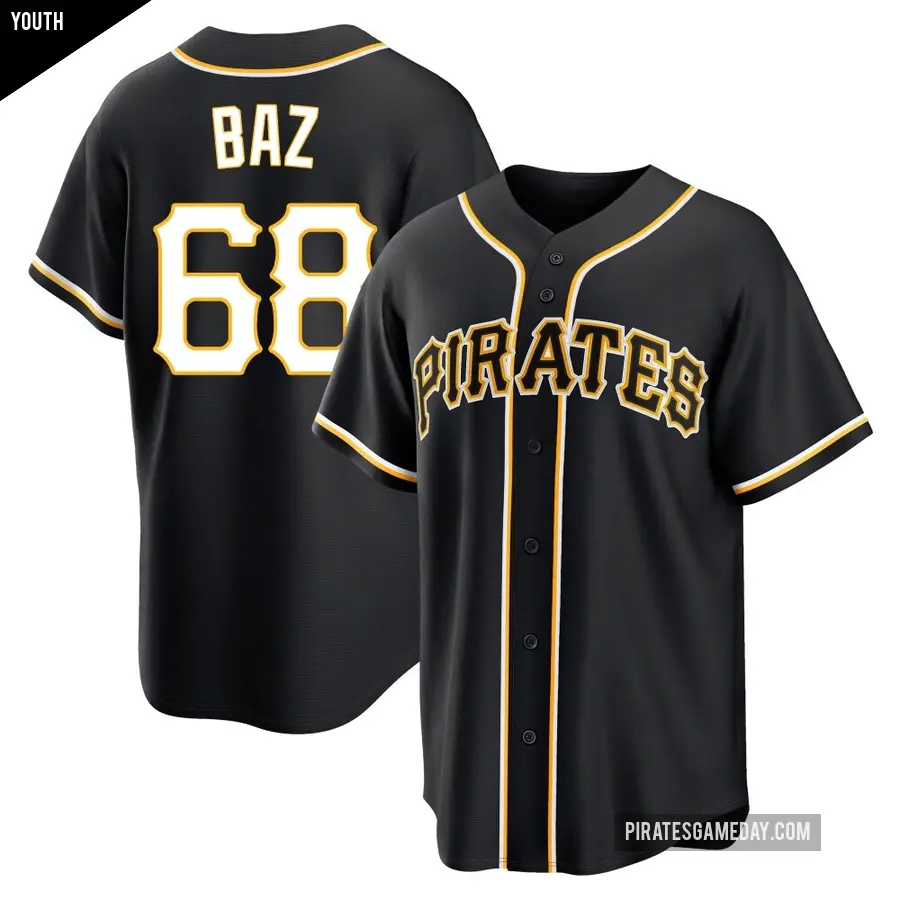 Youth Pittsburgh Pirates ＃68 Shane Baz Replica Black Fashion Out Jersey
