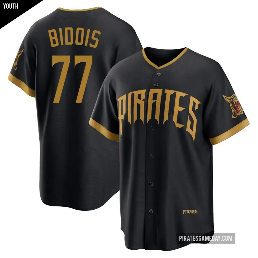 Youth Pittsburgh Pirates ＃77 Brandan Bidois Limited Black 2026 City Connect Stadium Jersey