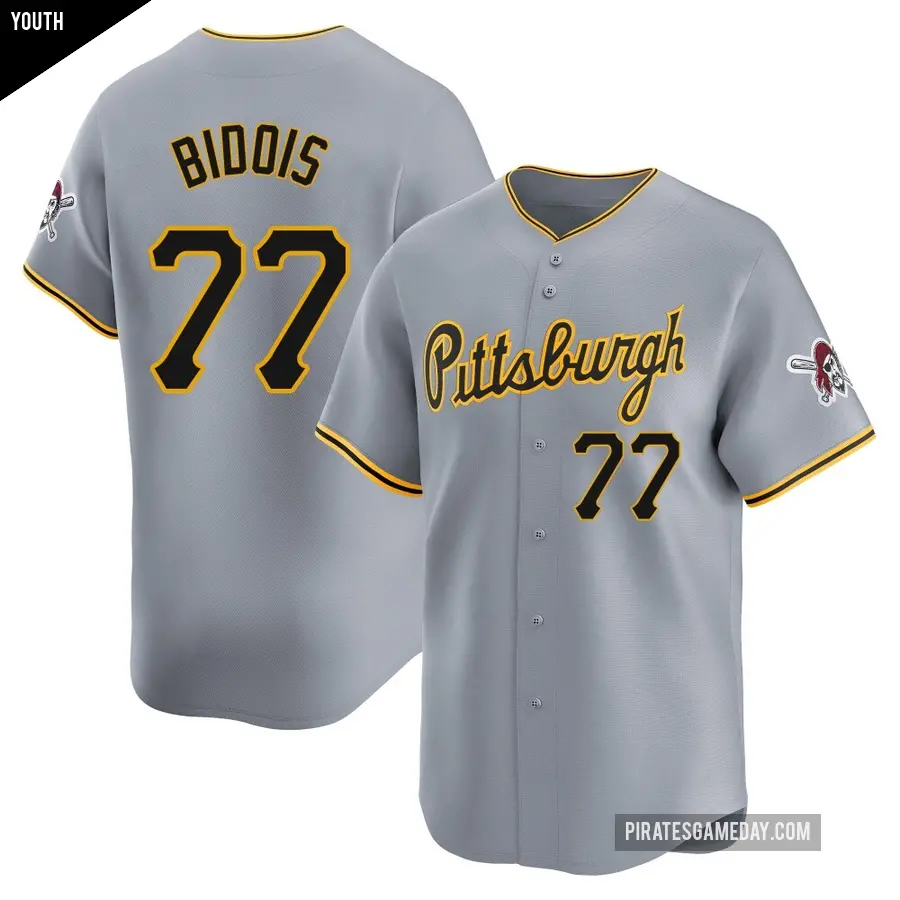 Youth Pittsburgh Pirates ＃77 Brandan Bidois Limited Gray Away Jersey